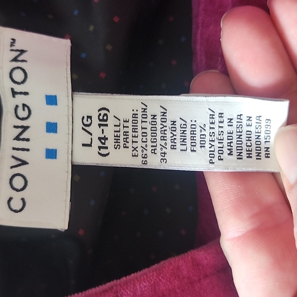 Covington Women's Magenta Fushia Velvet Button Down Jacket Large - Picture 3 of 13